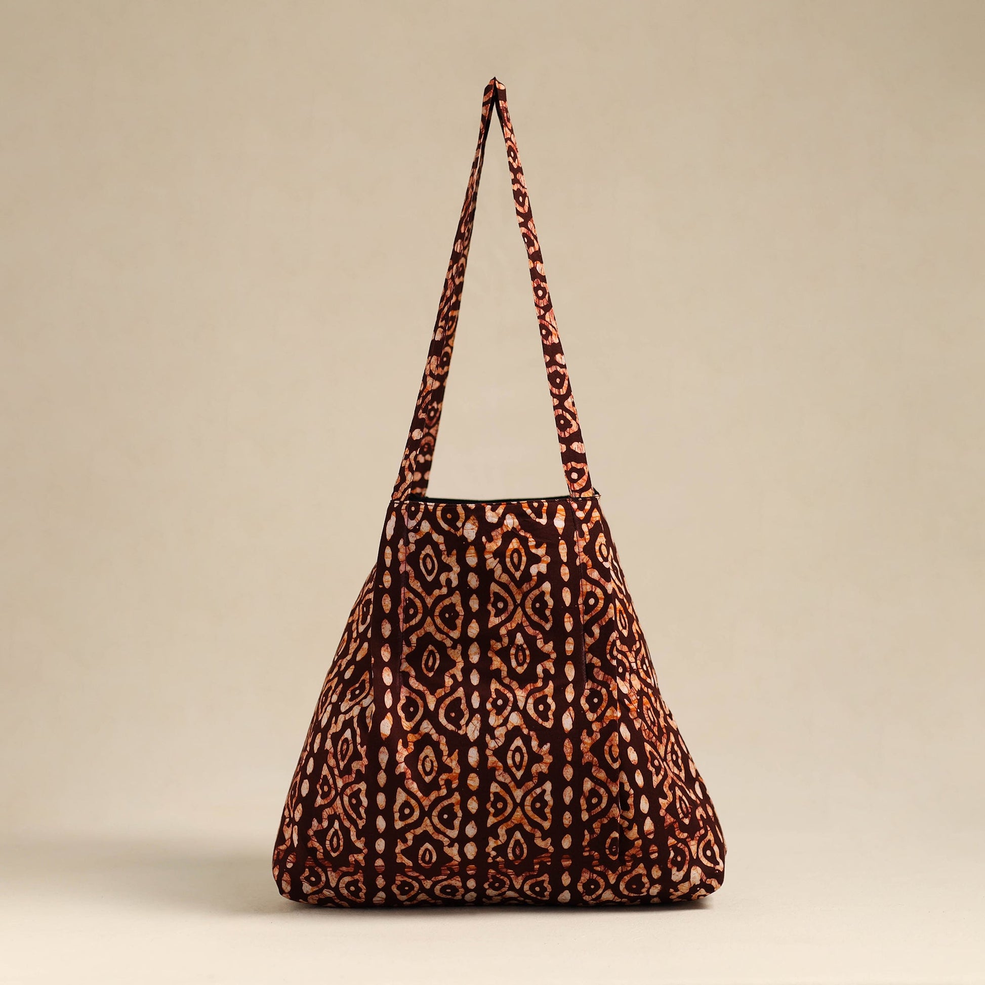 Brown - Handcrafted Cotton Jhola Bag 14