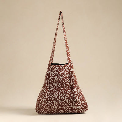 Brown - Handcrafted Cotton Jhola Bag 18