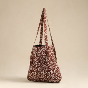 Brown - Handcrafted Cotton Jhola Bag 18
