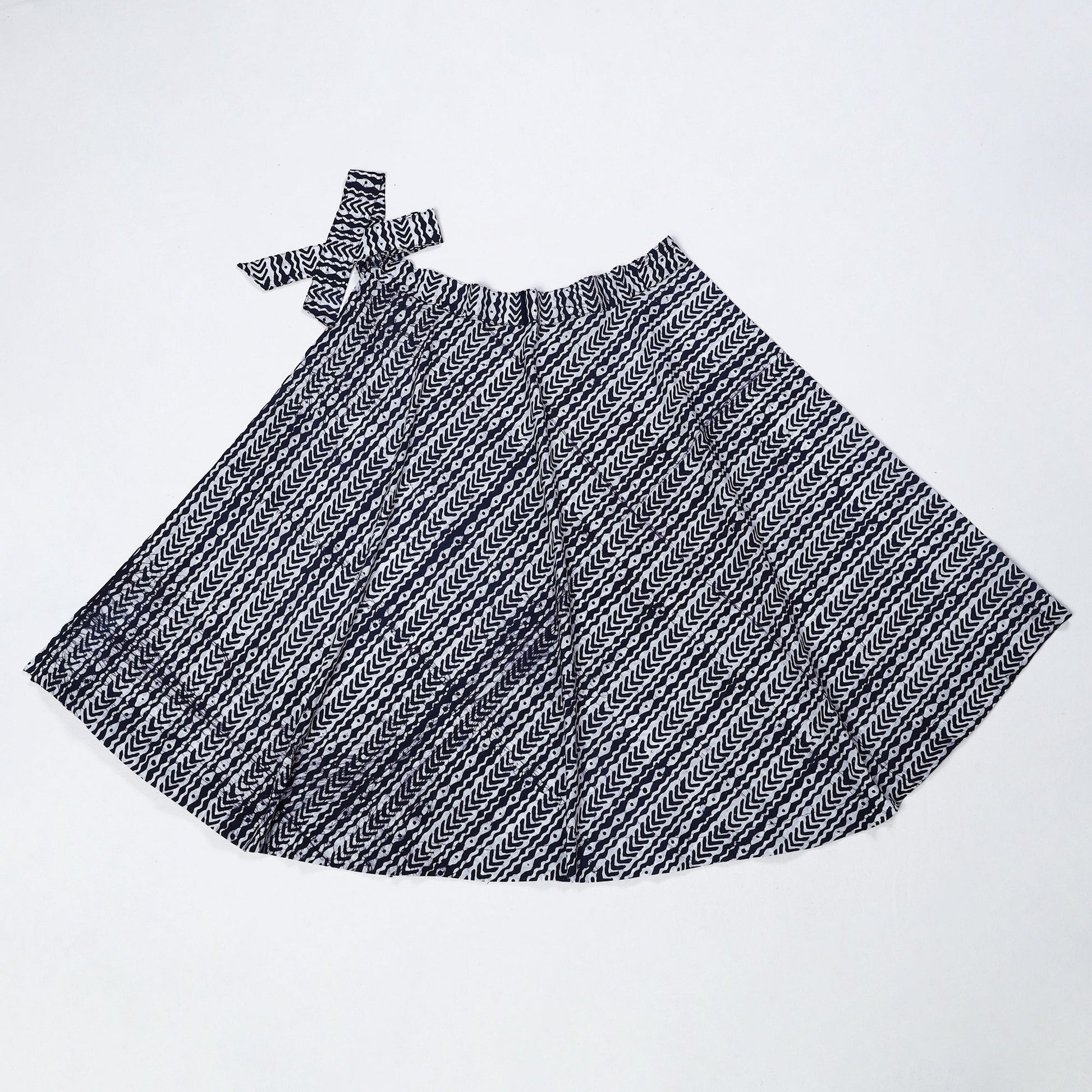 Blue - Hand Batik Printed Cotton Wrap Around Skirt 12