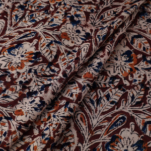 Brown - Natural Dyed Block Print Cotton Kalamkari Fabric 03