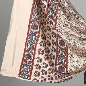 Black - 3pc Ajrakh Block Printed Natural Dyed Cotton Suit Material Set 02