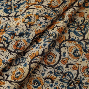 Beige - Natural Dyed Block Print Cotton Kalamkari Fabric 08
