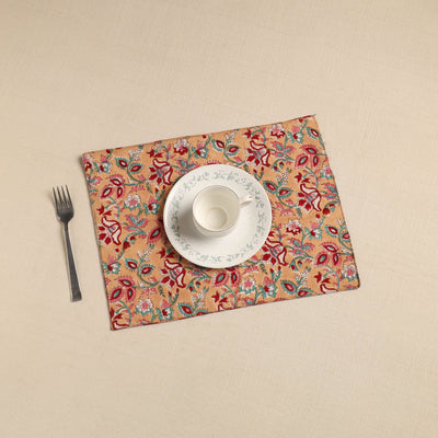 Brown - Floral Print Cotton Reversible Table Mat 25