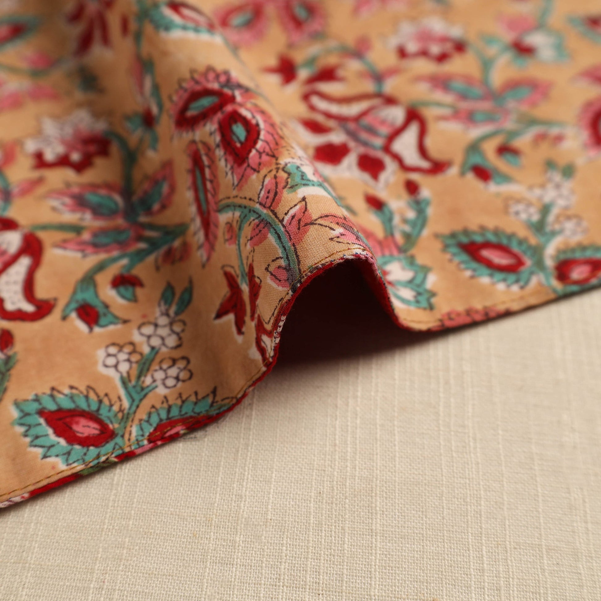 Brown - Floral Print Cotton Reversible Table Mat 25