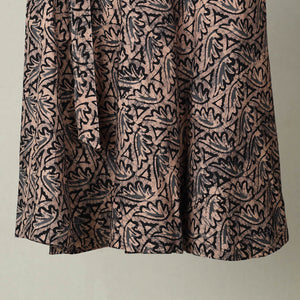 Brown - Hand Batik Print Cotton Wrap Around Skirt 05