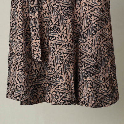 Brown - Hand Batik Print Cotton Wrap Around Skirt 05