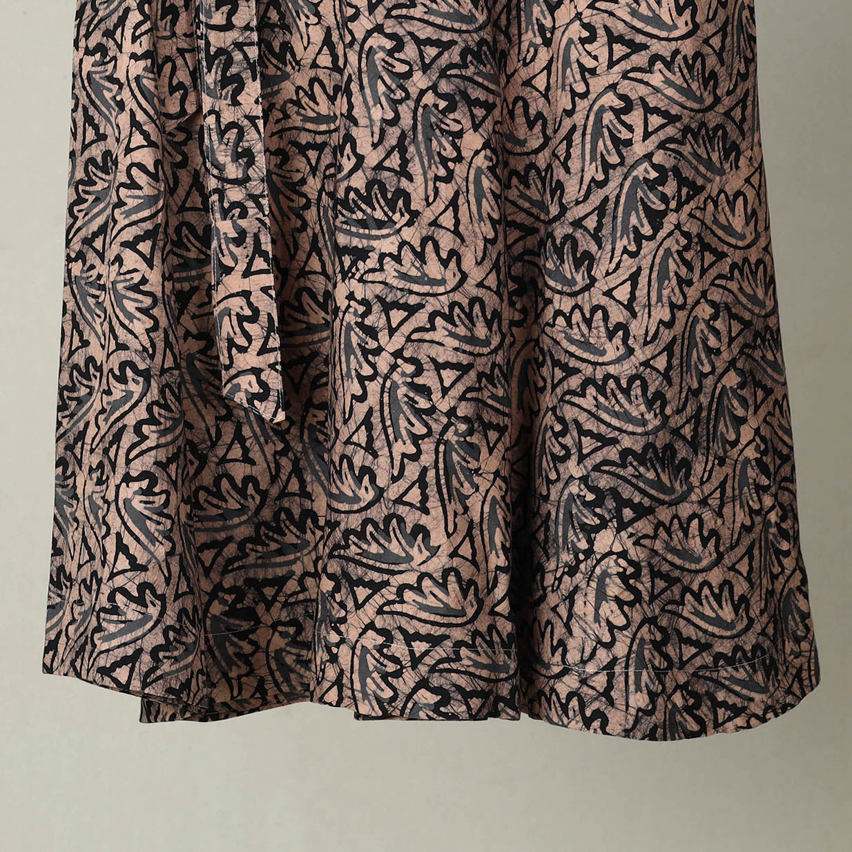 Brown - Hand Batik Print Cotton Wrap Around Skirt 05