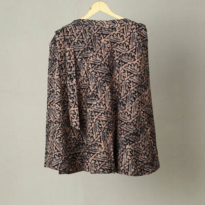 Brown - Hand Batik Print Cotton Wrap Around Skirt 05