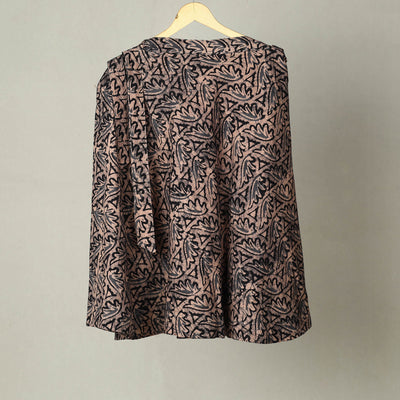 Brown - Hand Batik Print Cotton Wrap Around Skirt 05