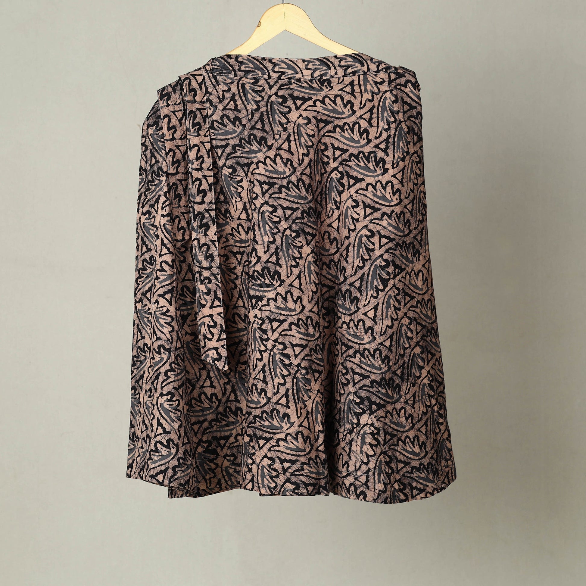 Brown - Hand Batik Print Cotton Wrap Around Skirt 05