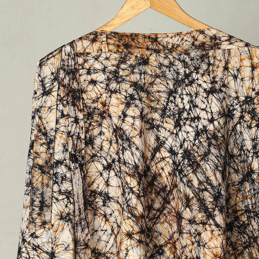 Black - Hand Batik Print Cotton Wrap Around Skirt 06