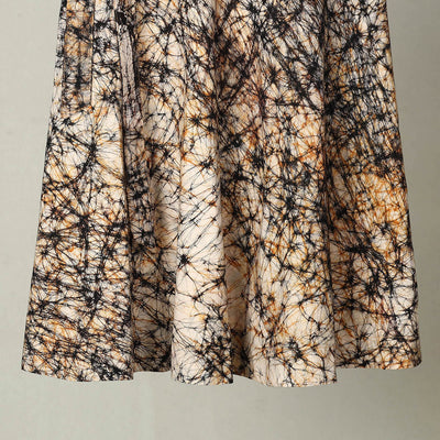 Black - Hand Batik Print Cotton Wrap Around Skirt 06