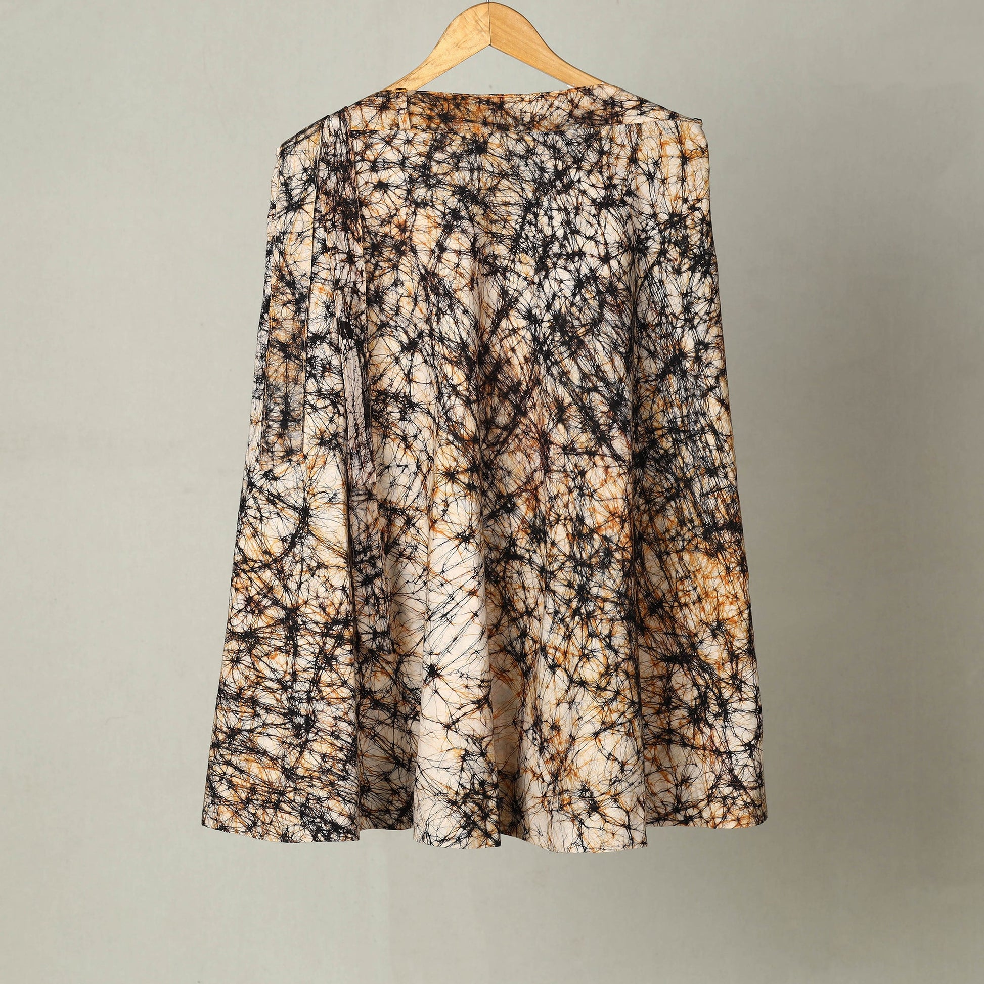 Black - Hand Batik Print Cotton Wrap Around Skirt 06
