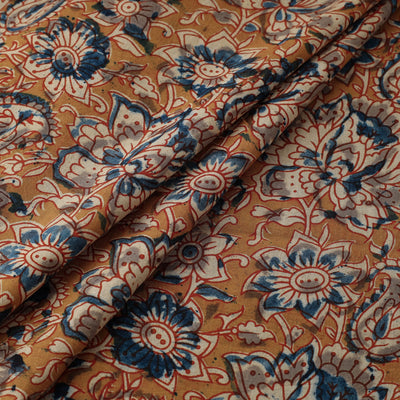 Brown - Natural Dyed Block Print Cotton Kalamkari Fabric 15