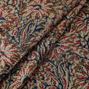 Brown - Natural Dyed Block Print Cotton Kalamkari Fabric 16