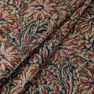 Brown - Natural Dyed Block Print Cotton Kalamkari Fabric 16