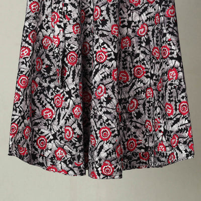 Black - Hand Batik Print Cotton Wrap Around Skirt 09