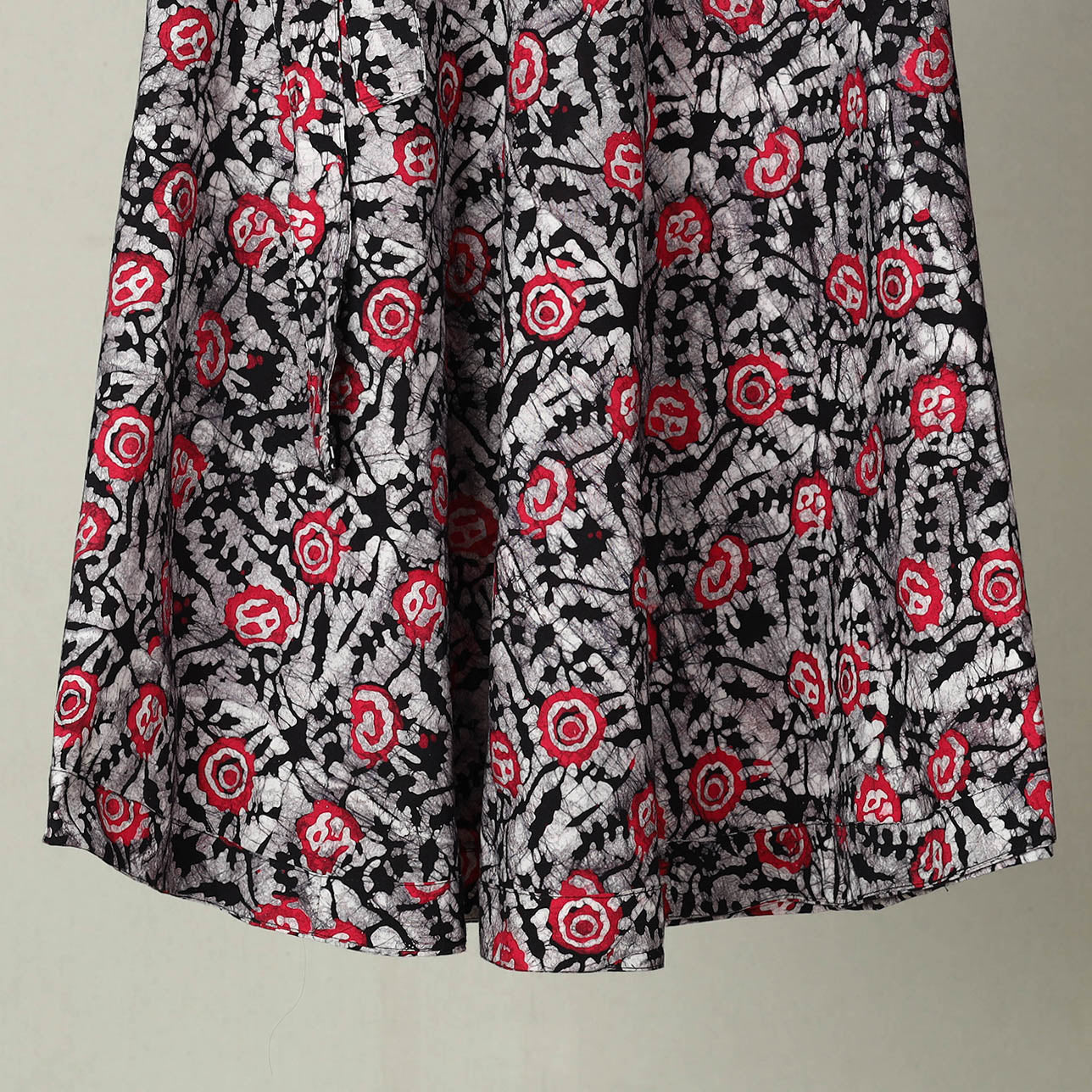 Black - Hand Batik Print Cotton Wrap Around Skirt 09