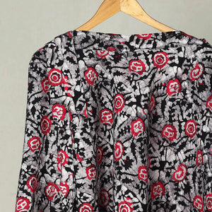 Black - Hand Batik Print Cotton Wrap Around Skirt 09