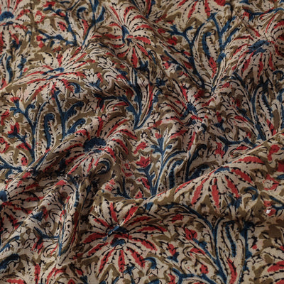 Brown - Natural Dyed Block Print Cotton Kalamkari Fabric 16