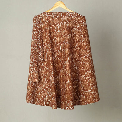 Brown - Hand Batik Print Cotton Wrap Around Skirt 24