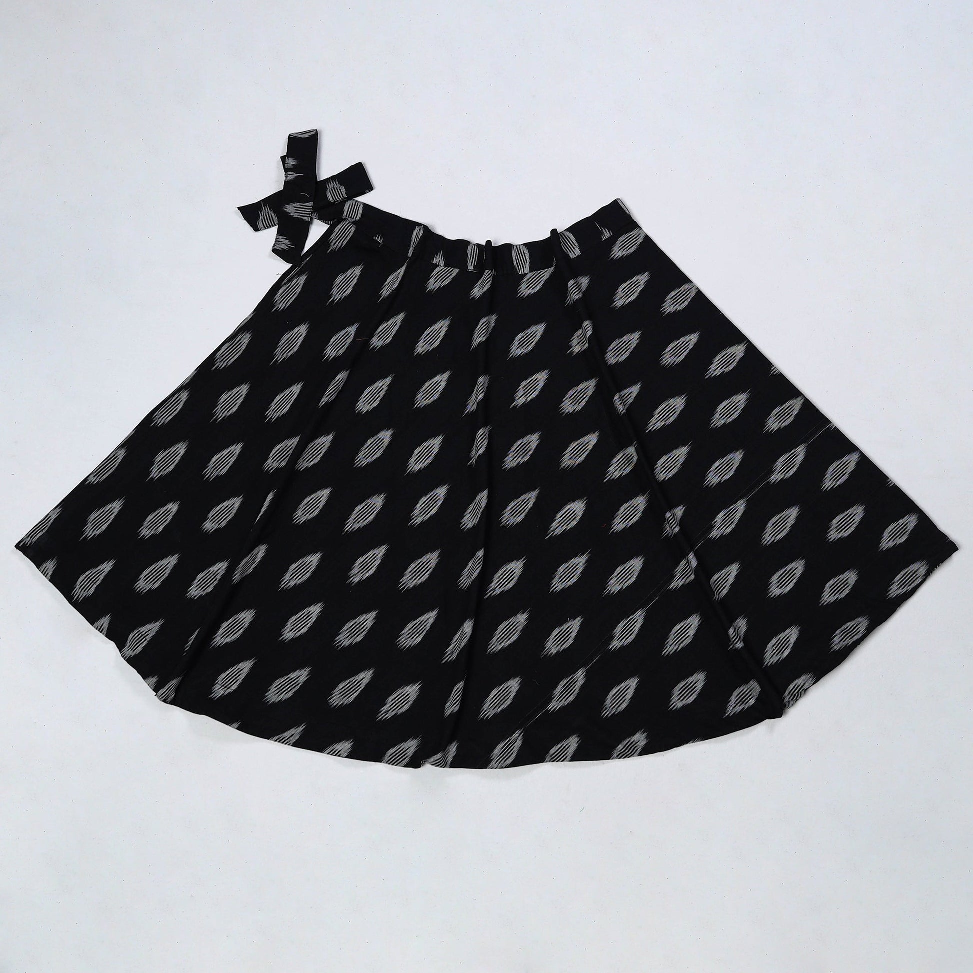 Black - Wrap Around Cotton Pochampally Ikat Skirt 21