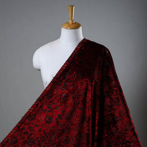 Block Printed Velvet Natural Dyed Ajrakh Fabric 01