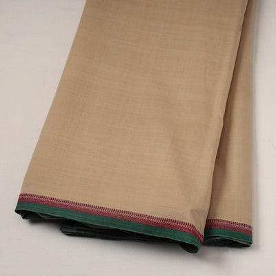 Beige - Handloom Mangalagiri Cotton Fabric with Thread Border 04
