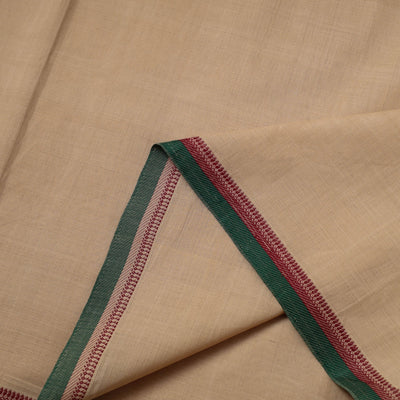 Beige - Handloom Mangalagiri Cotton Fabric with Thread Border 04