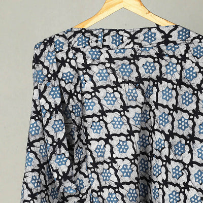 Blue - Hand Batik Print Cotton Wrap Around Skirt 32