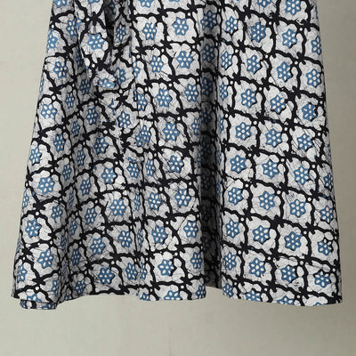 Blue - Hand Batik Print Cotton Wrap Around Skirt 32