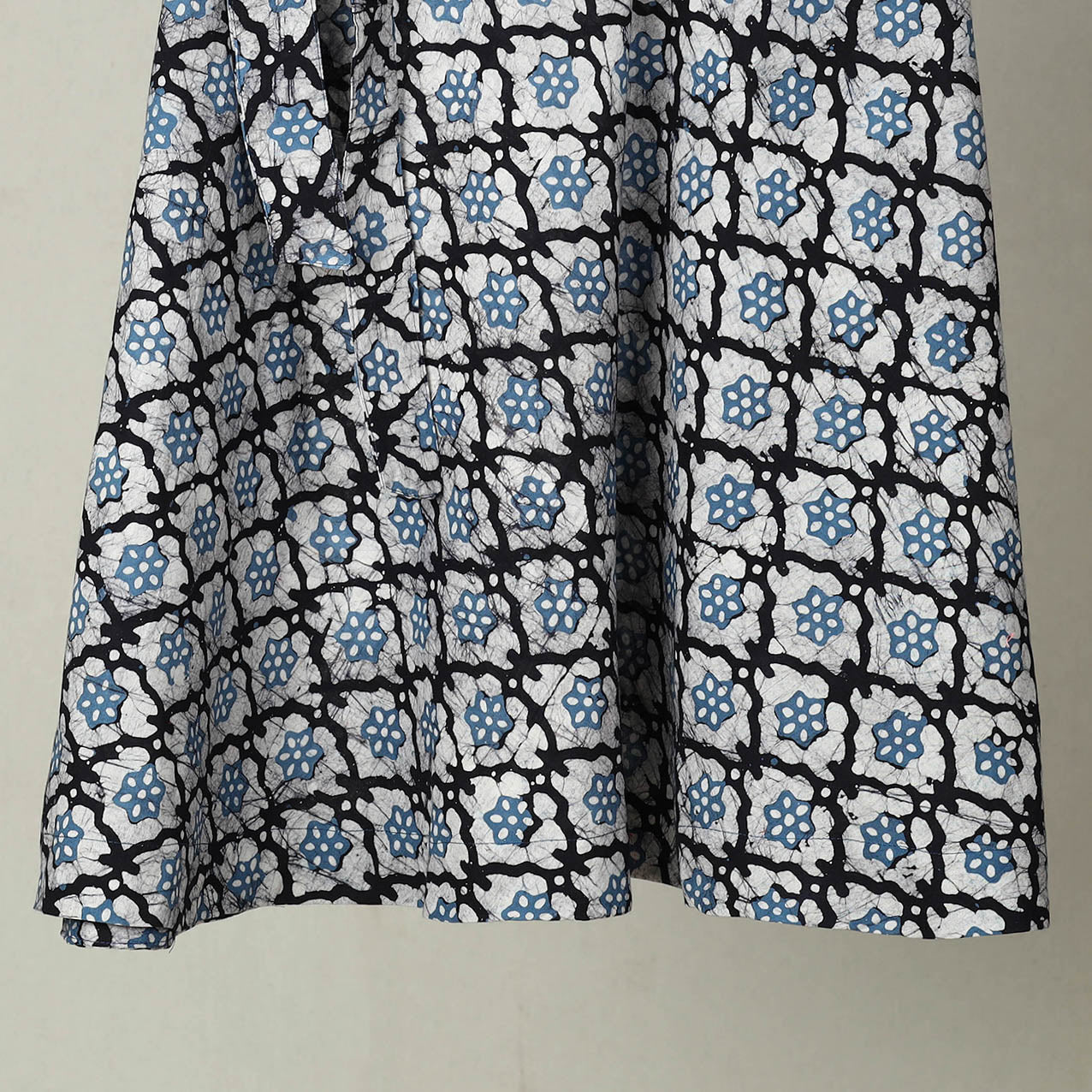 Blue - Hand Batik Print Cotton Wrap Around Skirt 32