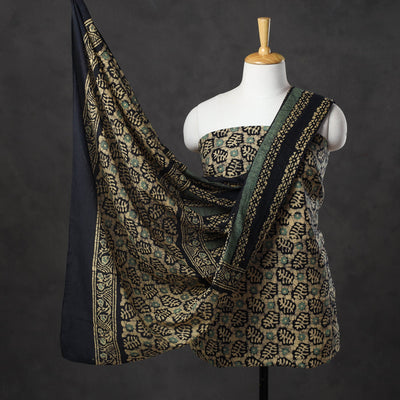 Beige - Kutch Print Cotton 3pc Batik Dress Material 21