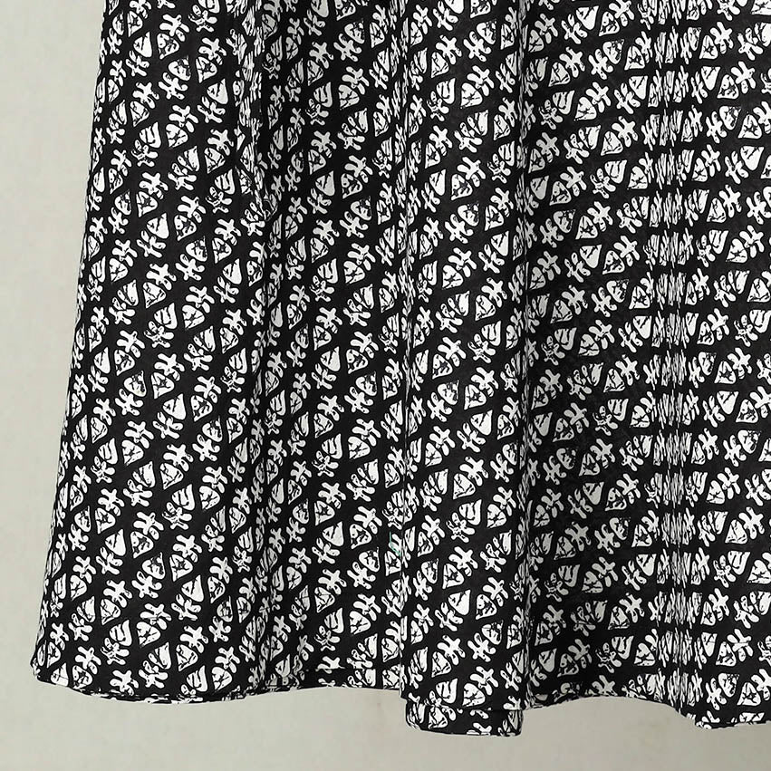 Black - Printed Cotton Jaipur Wrap Around Skirt 03
