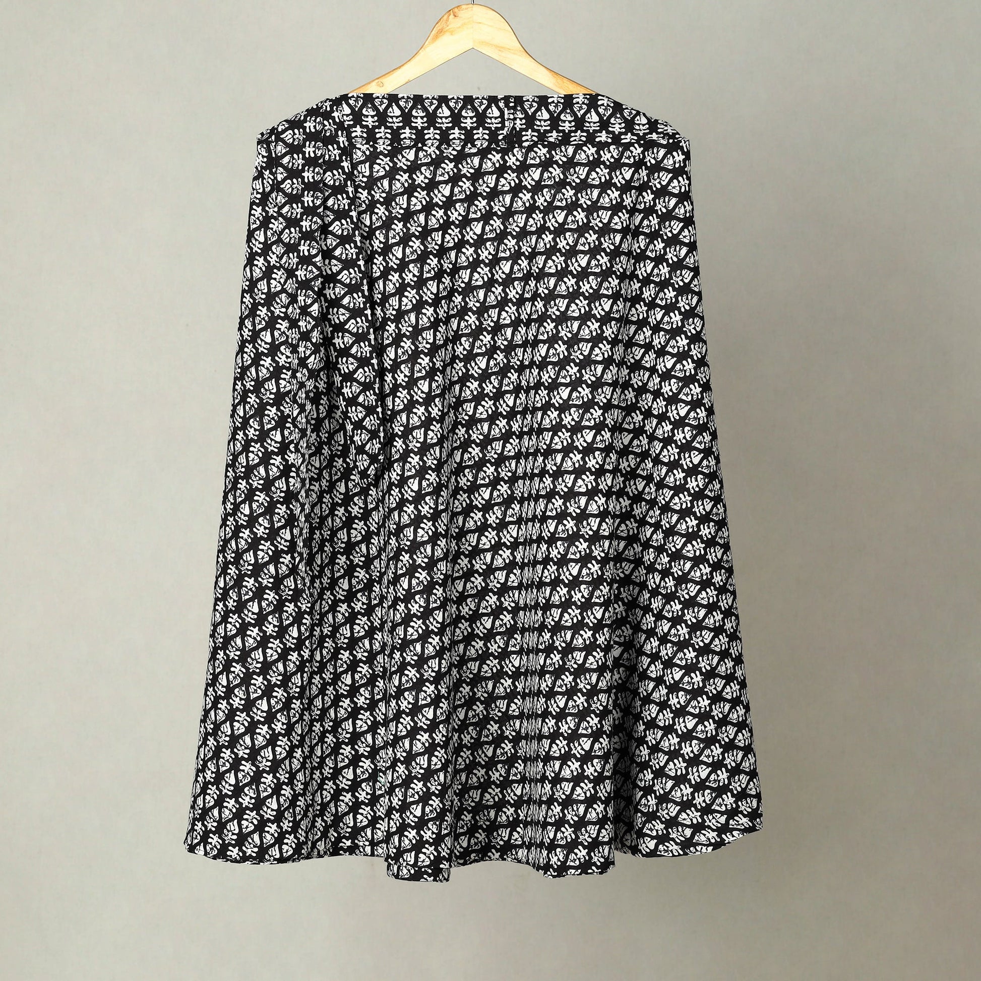 Black - Printed Cotton Jaipur Wrap Around Skirt 03