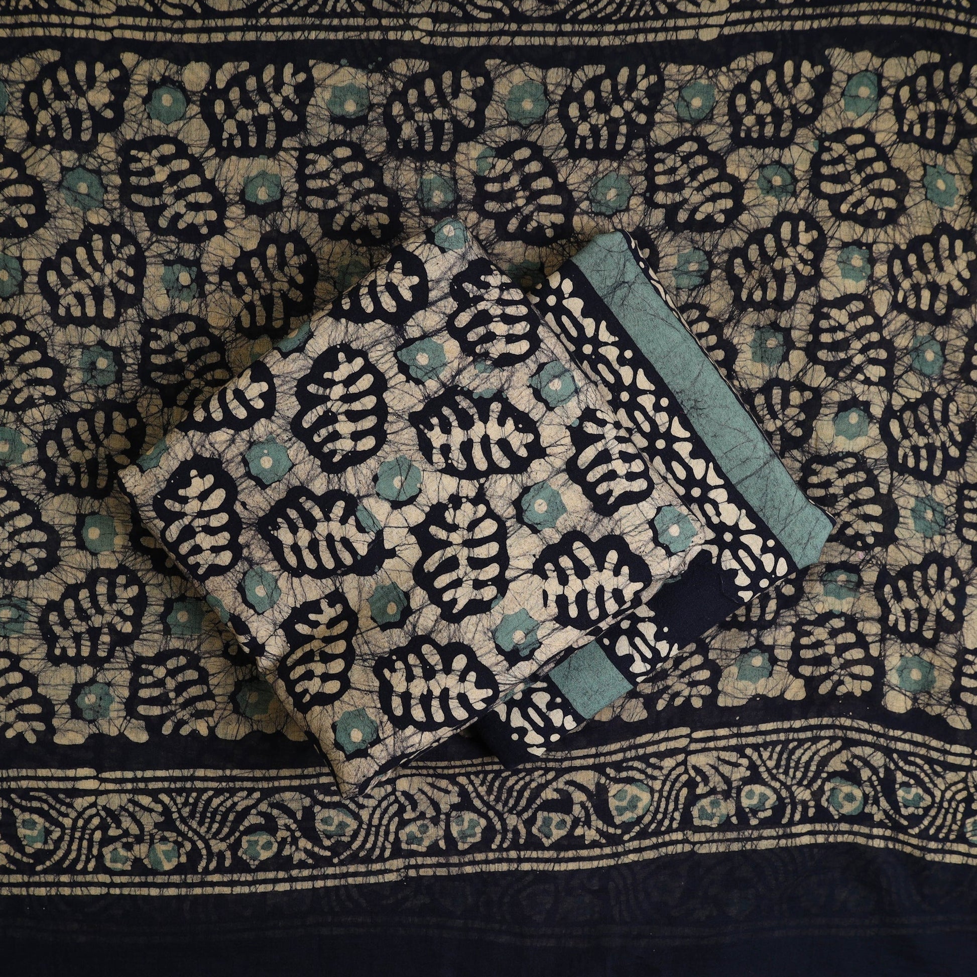 Beige - Kutch Print Cotton 3pc Batik Dress Material 21