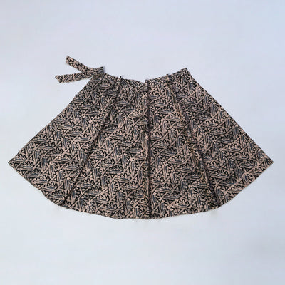 Brown - Hand Batik Print Cotton Wrap Around Skirt 05