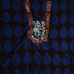Blue - Bagh Print Cotton Kurta Material with Patchwork (3m) 16