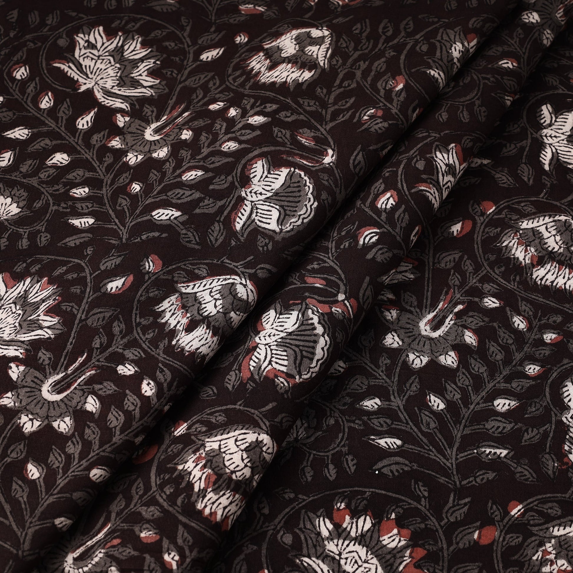 Brown - Jahota Block Printed Cotton Fabric 06