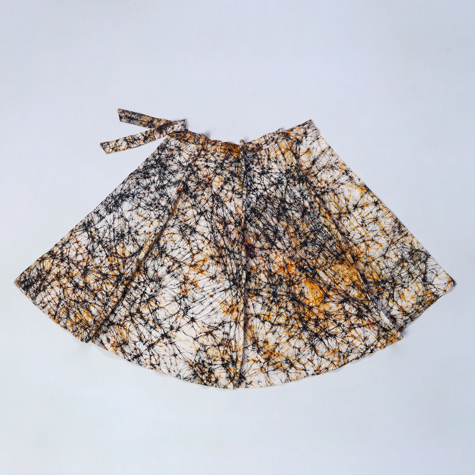 Black - Hand Batik Print Cotton Wrap Around Skirt 06