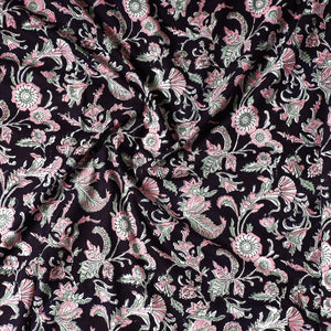 Black - Sanganeri Block Printed Cotton Precut Fabric