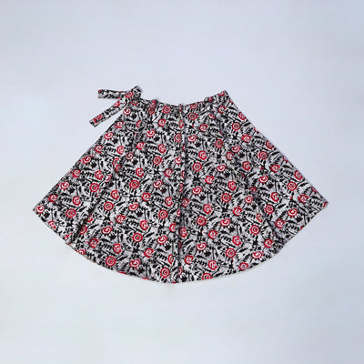 Black - Hand Batik Print Cotton Wrap Around Skirt 09