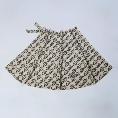 Beige - Hand Batik Print Cotton Wrap Around Skirt 10