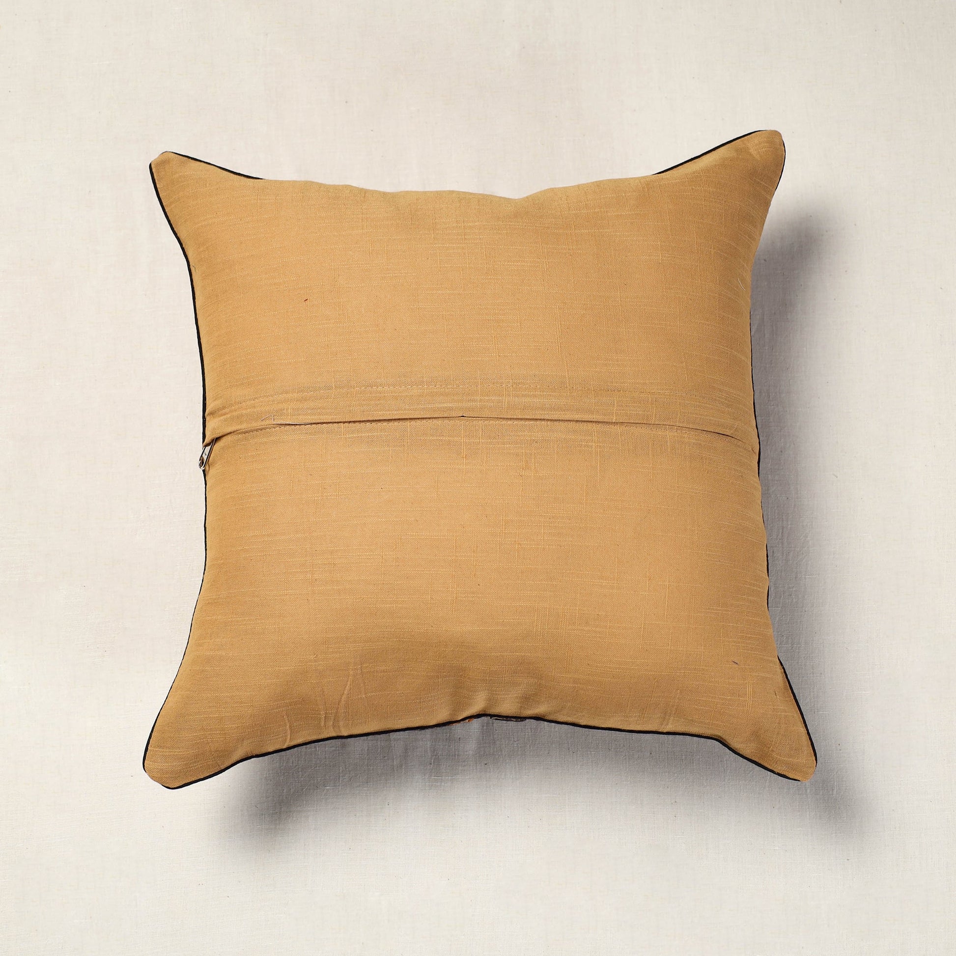 Brown - Hand Batik Printed Cotton Cushion Cover (16 x 16 in)