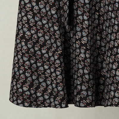 Black - Block Print Cotton Wrap Around Ajrakh Skirt 13