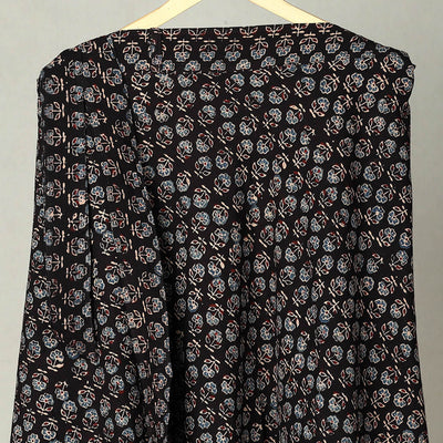 Black - Block Print Cotton Wrap Around Ajrakh Skirt 13