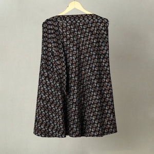 Black - Block Print Cotton Wrap Around Ajrakh Skirt 13
