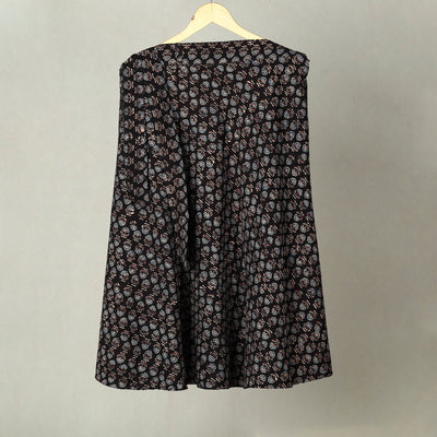 Black - Block Print Cotton Wrap Around Ajrakh Skirt 13