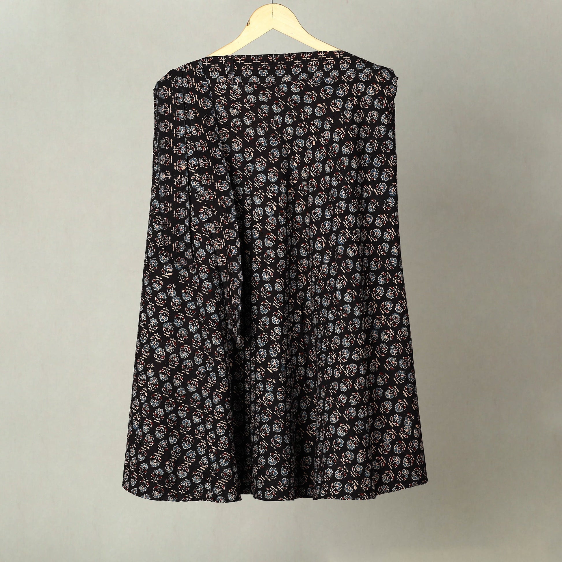 Black - Block Print Cotton Wrap Around Ajrakh Skirt 13